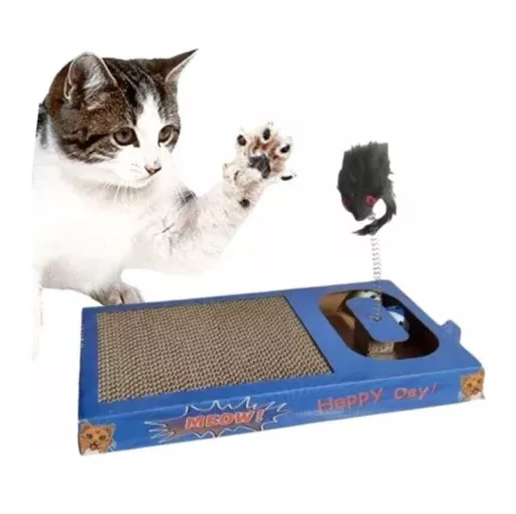 DIVERTIDO JUGUETE GATOS ATRAPA AL RATON RASCADOR AZUL - 2