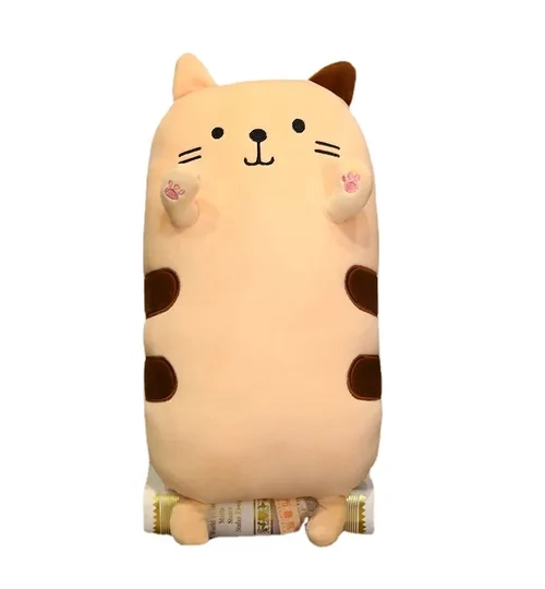 PELUCHE ALMOHADA SUAVE DE GATITO KAWAII 40 CM COLOR MARRON CLARO - 1