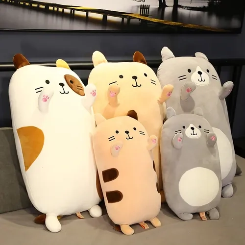 PELUCHE ALMOHADA SUAVE DISEÑO DE GATO KAWAII 40 CM COLOR EN COLOR BLANCO - 3
