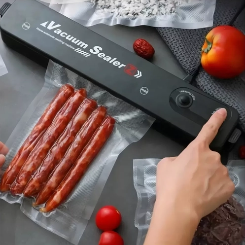 MAQUINA SELLADORA AL VACIO ALIMENTOS SELLADOR + BOLSAS EN COLOR NEGRO - 3