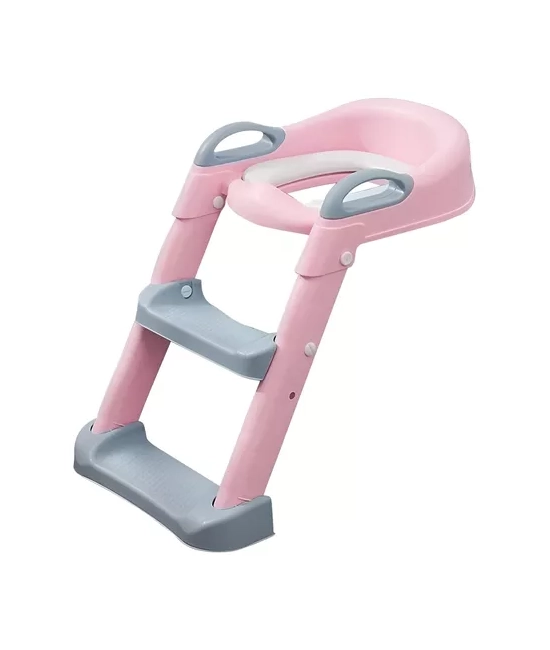 ASIENTO ADAPTADOR DE INODORO WC ACOLCHADO, COLOR ROSADO - 1