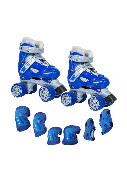 PATIN 4 RUEDAS + SET PROTECCION TALLA 25-28, AZUL - 3
