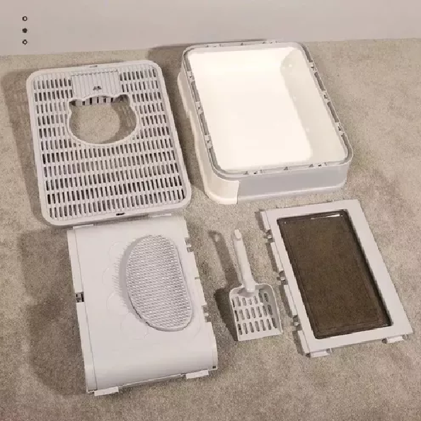 ARENERO CERRADO PARA GATOS CUPULA CON BASE MOVIL GRIS - 4