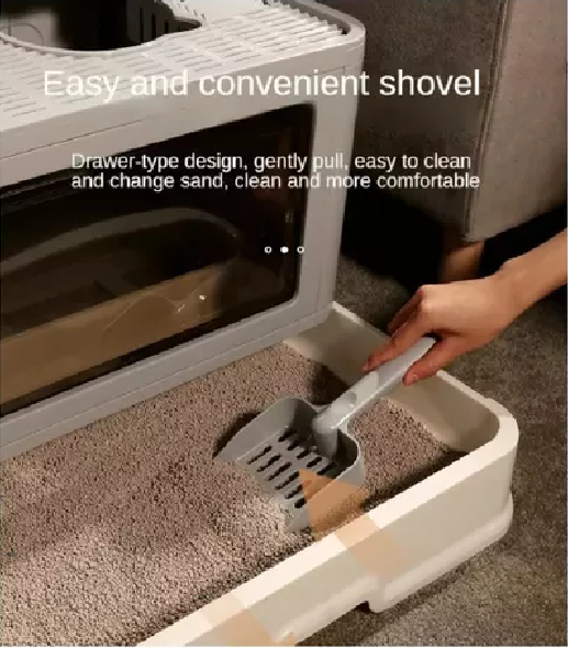 ARENERO CERRADO PARA GATOS CUPULA CON BASE MOVIL GRIS - 5
