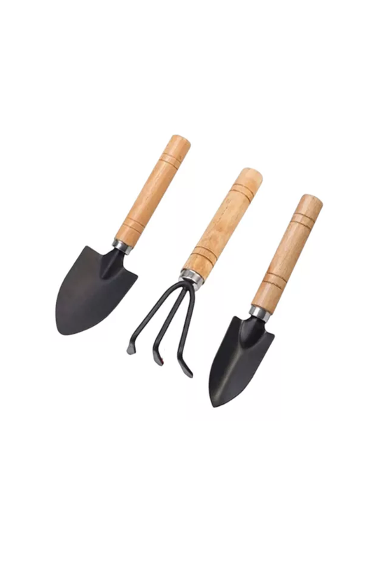 SET 3 UNIDADES PALAS DE JARDIN KIT JARDINERIA HERRAMIENTAS RASTRILLO - 1