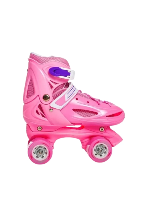 PATINES ROLLERS NIÑA MAS PROTECTORES Y CASCO TALLA M 33-36, ROSADO - 1