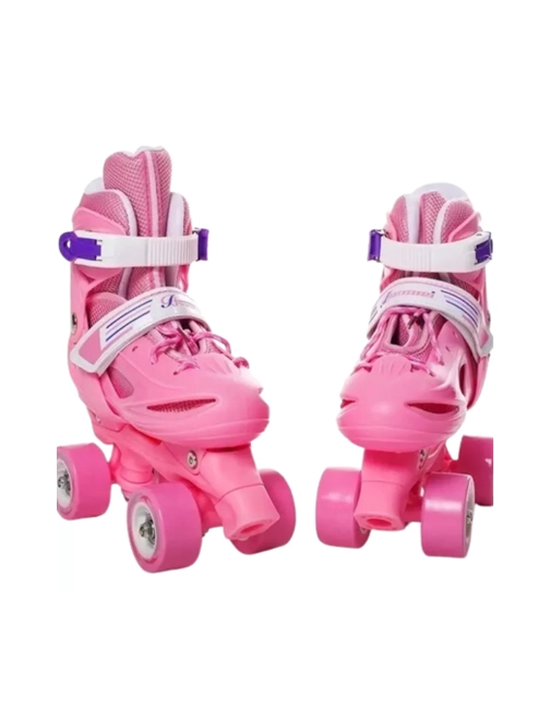 PATINES ROLLERS NIÑA MAS PROTECTORES Y CASCO TALLA M 33-36, ROSADO - 2