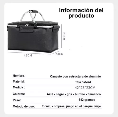 CANASTA PICNIC COOLER BOLSO TE RMICA PLEGABLE PORTATIL - 3