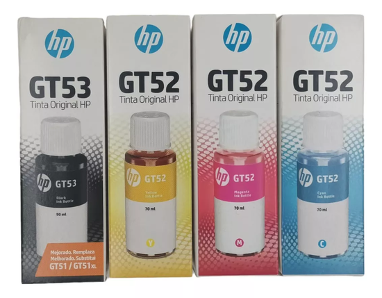 KIT 4 TINTAS PARA IMPRESORA HP GT53 Y GT52 PACK 4 COLORES - 2
