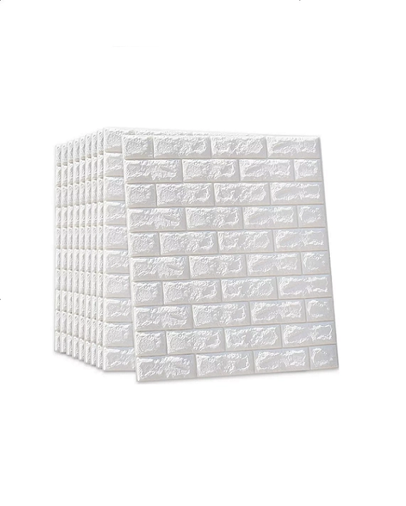 PACK DE 10 LAMINAS DE PAPEL MURAL 3D LADRILLO BLANCO 77X70CM - 1