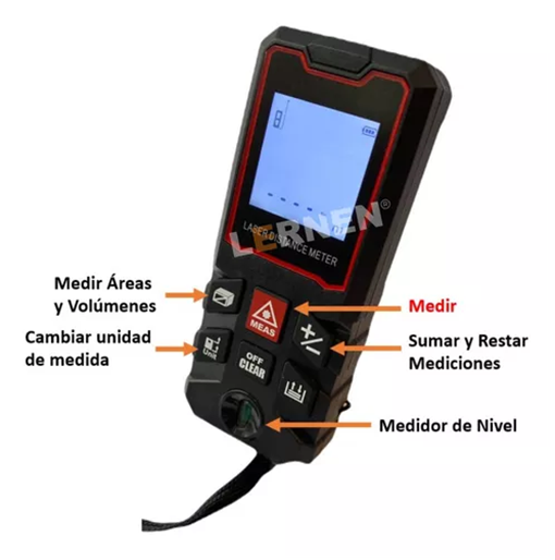 MEDIDOR DE DISTANCIA LASER DIGITAL 100M CON ACCESORIOS EN COLOR NEGRO - 3