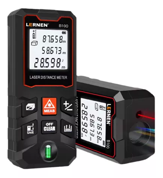 MEDIDOR DE DISTANCIA LASER DIGITAL 100M CON ACCESORIOS EN COLOR NEGRO - 4