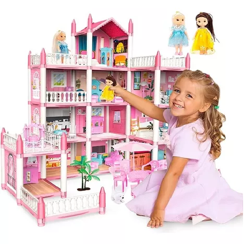 CASA CASITA DE MUÑECAS CON MUEBLES, CASTILLO JUGUETE PARA NIÑAS - 1