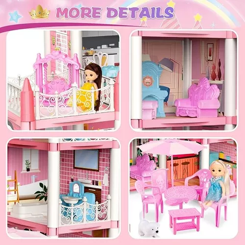CASA CASITA DE MUÑECAS CON MUEBLES, CASTILLO JUGUETE PARA NIÑAS - 3