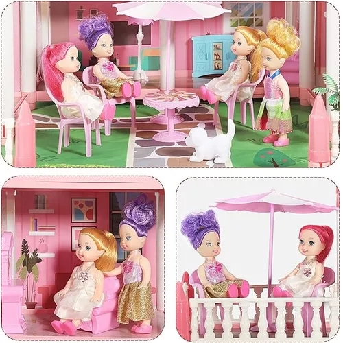 CASA CASITA DE MUÑECAS CON MUEBLES, CASTILLO JUGUETE PARA NIÑAS - 4