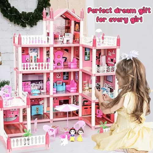 CASA CASITA DE MUÑECAS CON MUEBLES, CASTILLO JUGUETE PARA NIÑAS - 7
