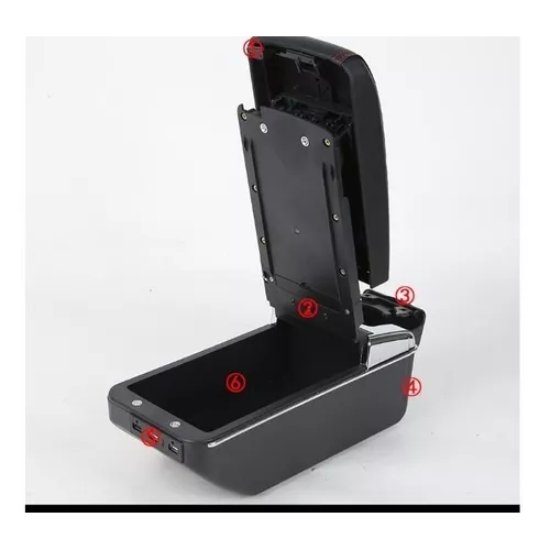 APOYA BRAZOS UNIVERSAL PARA AUTO, BASE EXTENSIBLE, 7 PUERTOS USB, COLOR EN COLOR NEGRO - 3