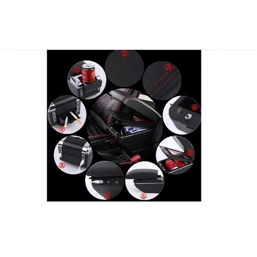 APOYA BRAZOS UNIVERSAL PARA AUTO, BASE EXTENSIBLE, 7 PUERTOS USB, COLOR EN COLOR NEGRO - 4