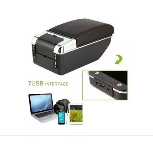 APOYA BRAZOS UNIVERSAL PARA AUTO, BASE EXTENSIBLE, 7 PUERTOS USB, COLOR EN COLOR NEGRO - 5