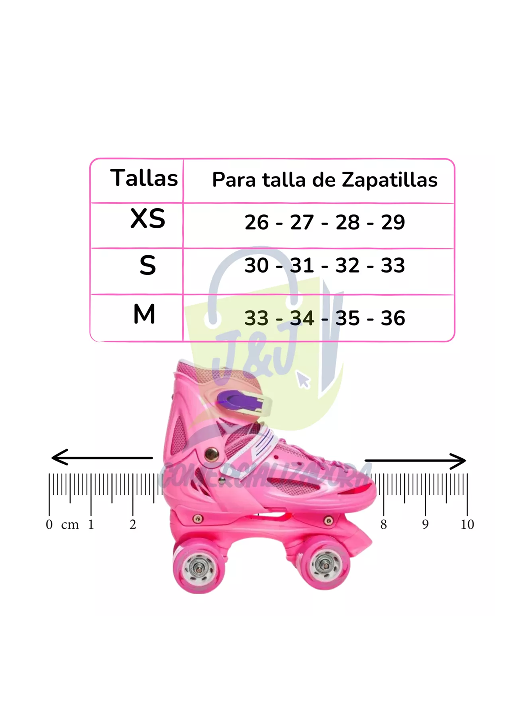 PATINES ROLLERS NIÑA MAS PROTECTORES Y CASCO TALLA M 30-33, ROSADO - 4