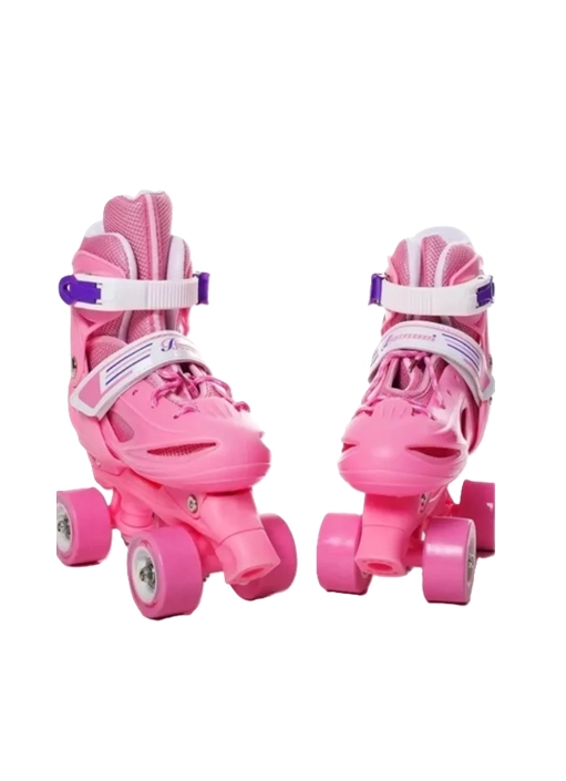 PATINES ROLLERS NIÑA MAS PROTECTORES Y CASCO TALLA M 30-33, ROSADO - 5