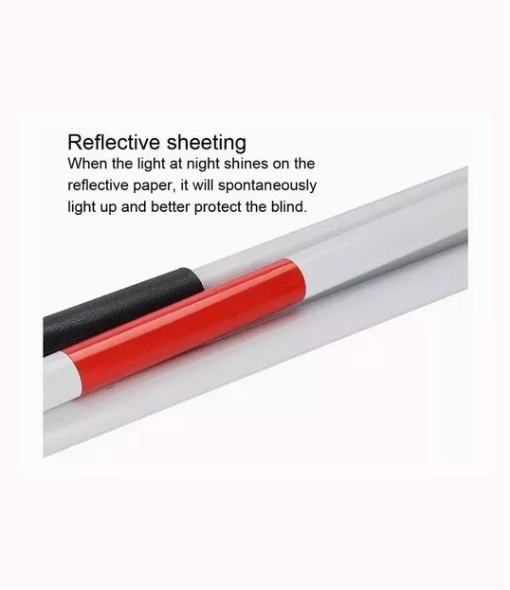BASTON PARA INVIDENTE CIEGO, PLEGABLE Y AJUSTABLE, CON REFLEJANTE, COLOR PLATEADO - 5