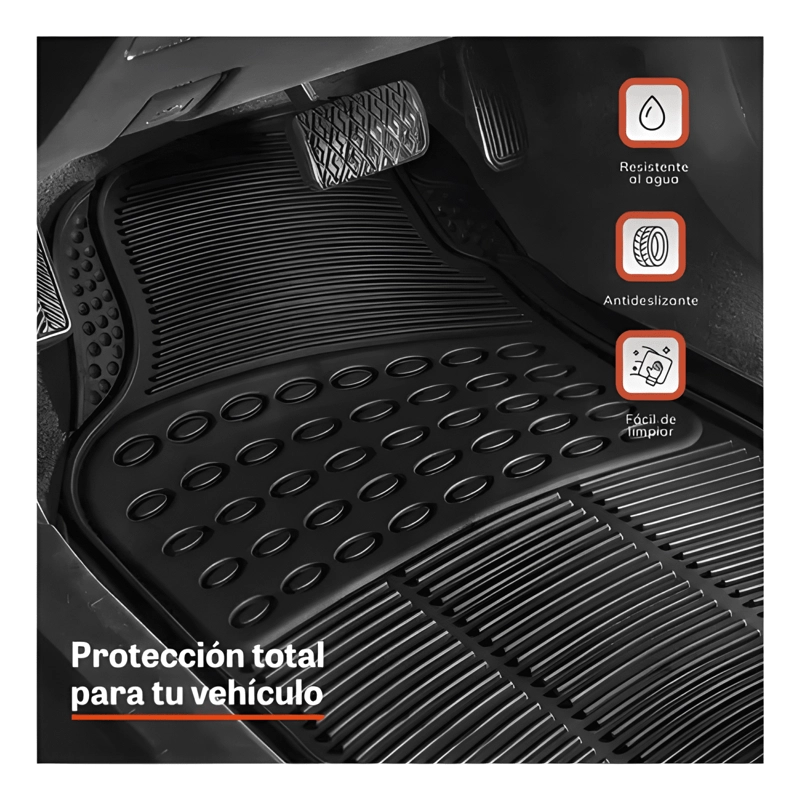 ALFOMBRA PISO DE GOMA PARA AUTO UNIVERSAL 4 PIEZAS - 2