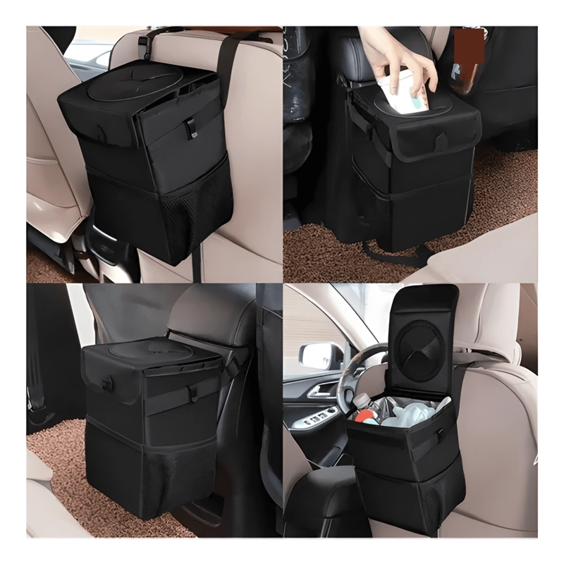 BASURERO PARA AUTO IMPERMEABLE TELA OXFORD CON BOLSILLOS - 2