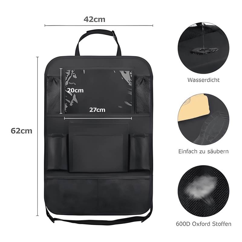 ORGANIZADOR DE ASIENTO TRASERO CON SOPORTE COLOR NEGRO #712 - 1