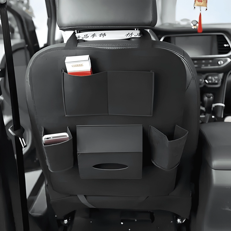 PACK 2 ORGANIZADORES ASIENTO AUTO LHUA TELA NO TEJIDA NEGRO - 3