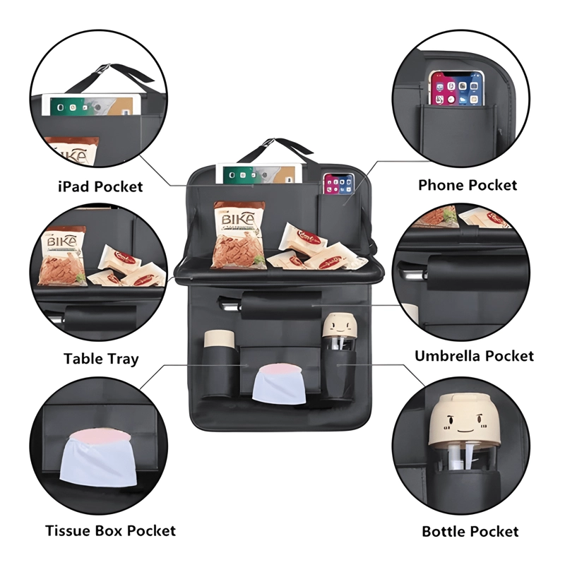 ORGANIZADOR AUTO RESPALDO ASIENTO MESA SOPORTE ECOCUERO - 1