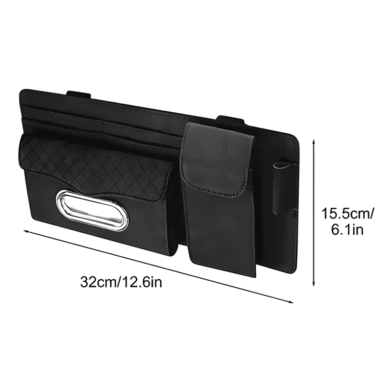 2X ORGANIZADOR AUTO RESPALDO PARASOL TARJETERO ECOCUERO - 4