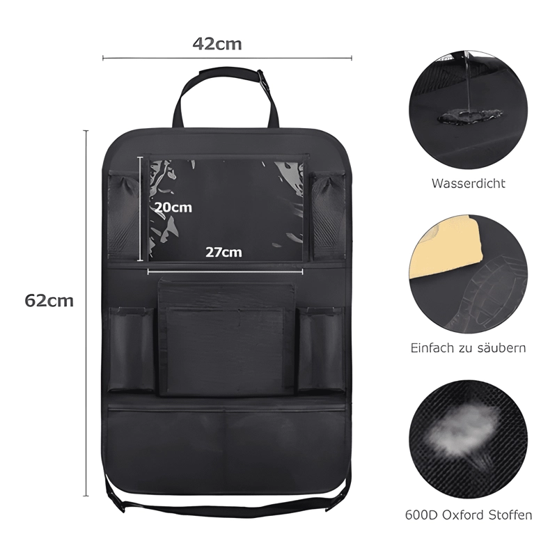 PACK 2 ORGANIZADOR DE ASIENTO TRASERO CON SOPORTE( ) NEGRO - 3