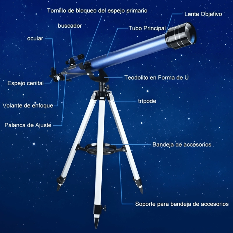 TELESCOPIO ASTRONOMICO PROFESIONAL REFRACTOR 45X-675X NEGRO - 1