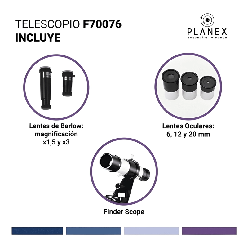 TELESCOPIO ASTRONOMICO PLANEX F70076 ASTRONOMICO 76X BLANCO - 3