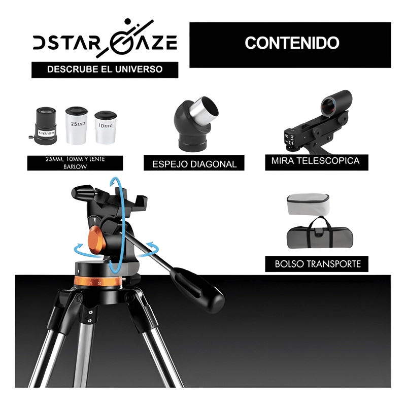 TELESCOPIO ASTRONOMICO PROFESIONAL 50080M PLUS NEGRO - 4