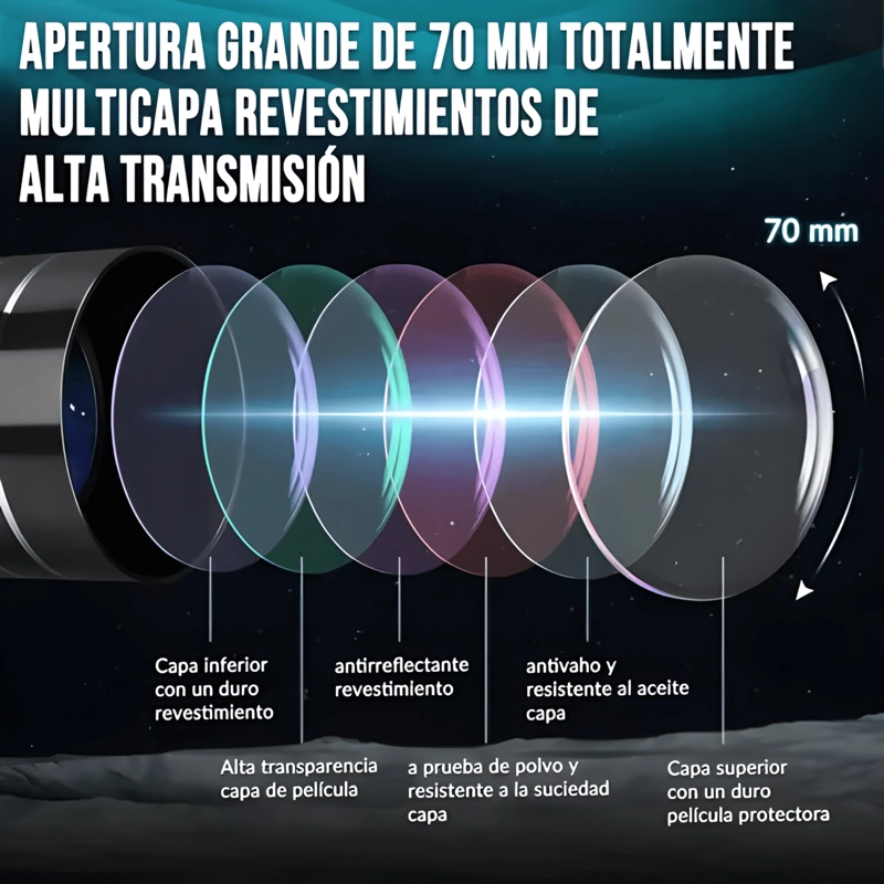 TELESCOPIO ASTRONOMICO 70/300MM 150X CON SOPORTE CELULAR - 1