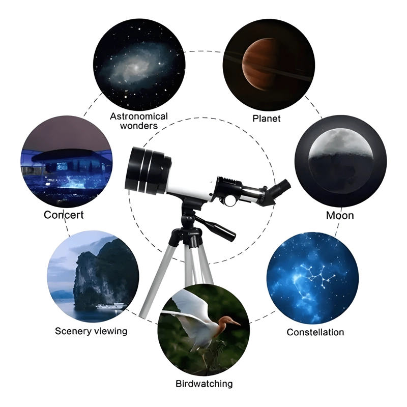 TELESCOPIO MONOCULAR F30070M ASTRONOMICO PLATEADO - 2