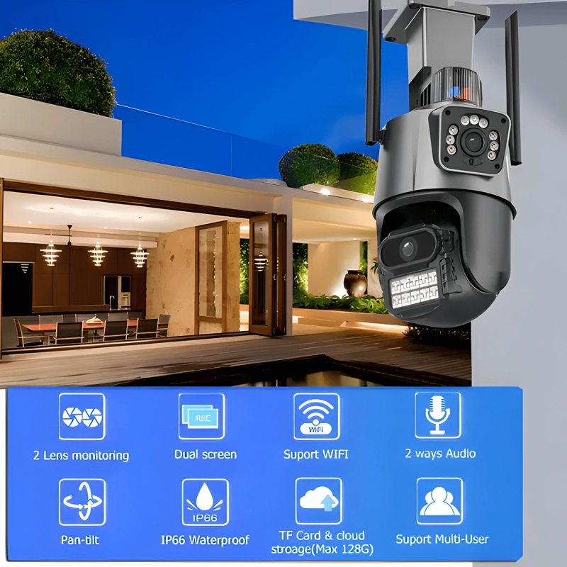 CAMARA DOMO PTZ IP INALAMBRICO DOBLE LENTE EXTERIOR GRIS - 4