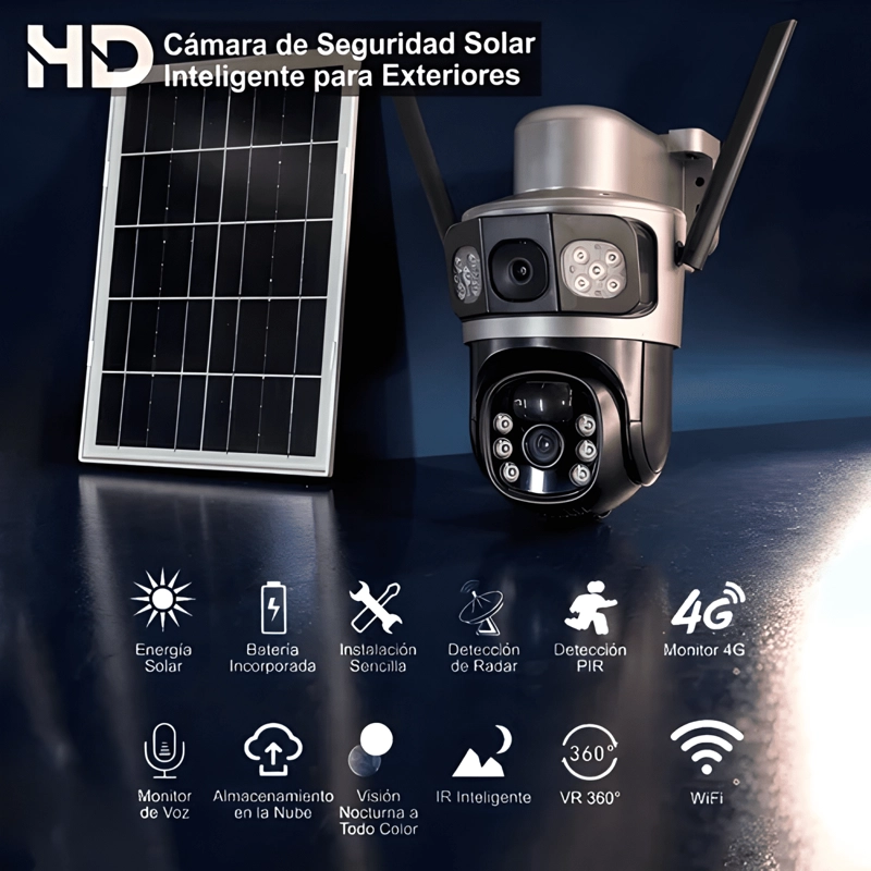 CAMARA DE SEGURIDAD VIGILANCIA CON PANEL SOLAR PARA CHIPS - 3
