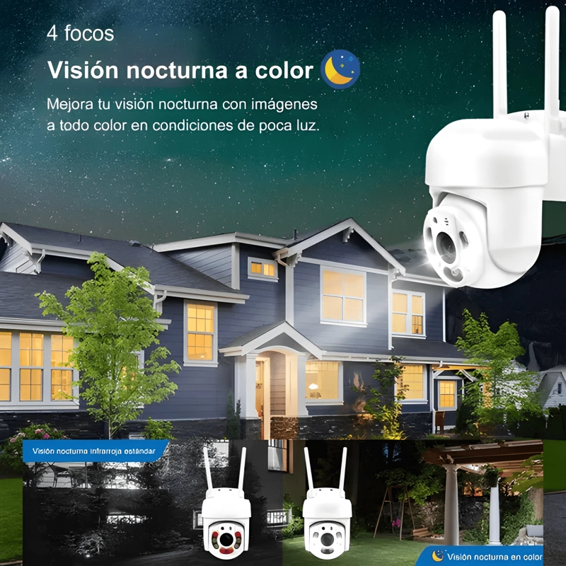 CAMARA SEGURIDAD WIFI AUDIO BIDIRECCION ALARMA IP66 BLANCO - 4