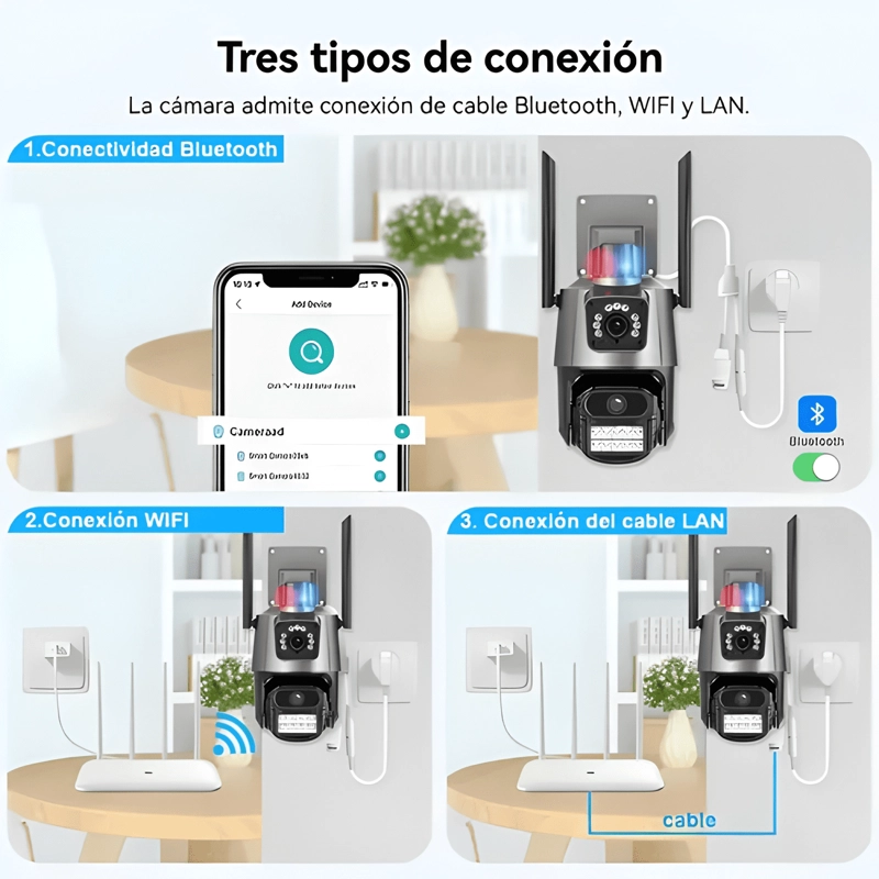 CAMARA DE SEGURIDAD WIFI EXTERIOR DE DOBLE LENTE HAMROL 8MP - 1