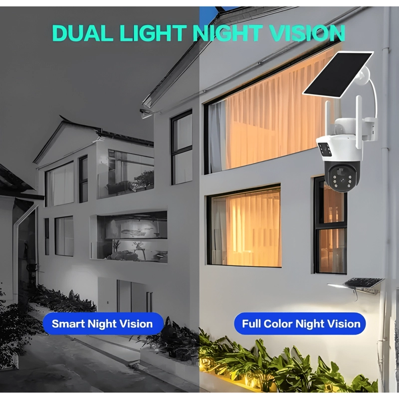 CAMARA DOBLE SOLAR SEGURIDAD WIFI EXTERIOR HD 1080P NOCTURNA - 2