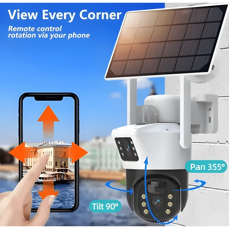 CAMARA DOBLE SOLAR SEGURIDAD WIFI EXTERIOR HD 1080P NOCTURNA - 3