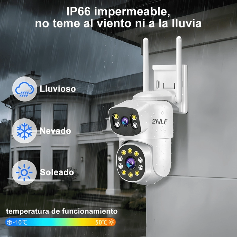 2NLF® 2PCS DOBLE LENTE CAMARA DE SEGURIDAD EXTERIOR WIFI HD - 4
