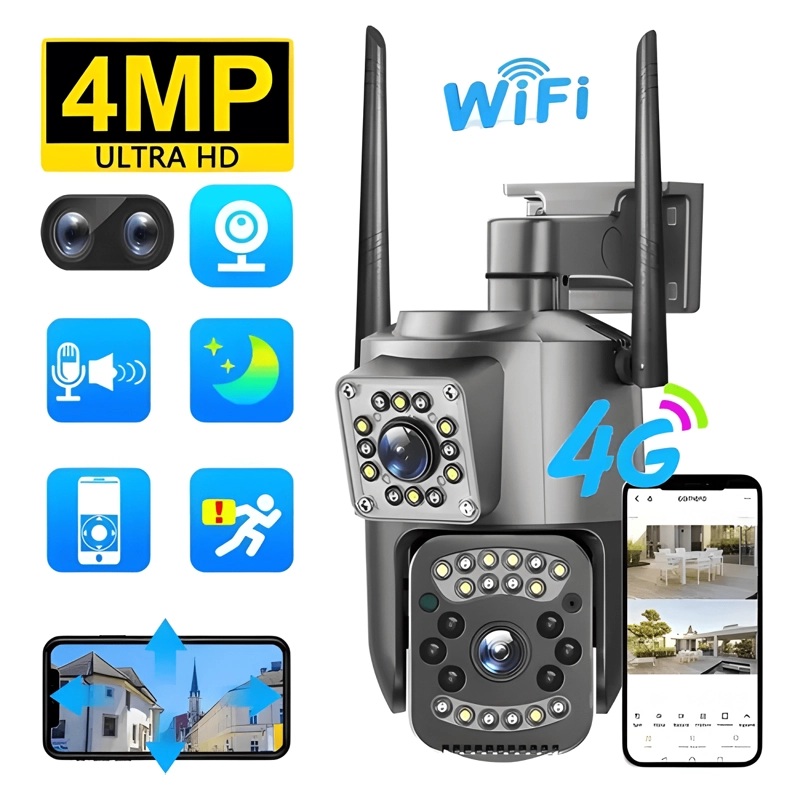 CAMARA DE SEGURIDAD HOGAR DUAL CONEXION CHIP CELULAR 4G - 4
