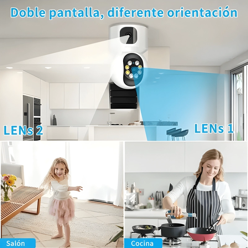 ATSG CAMARA DE SEGURIDAD DOBLE PANTALLA WIFI IP 360 FULL MAX - 1