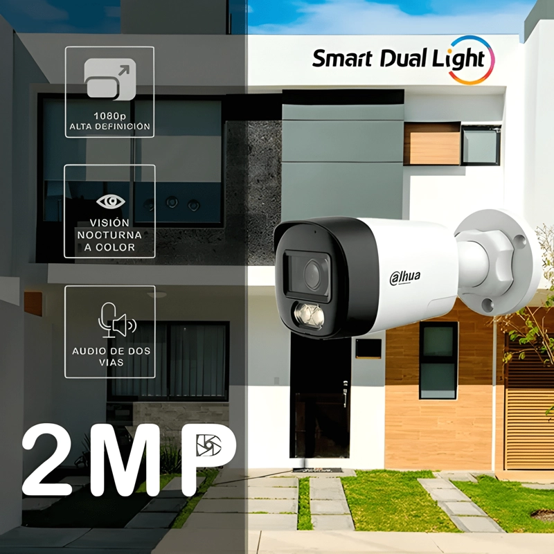 CAMARA DAHUA BULLET 2MP FULLCOLOR AUDIO BIDIRECCIONAL BLANCO - 1