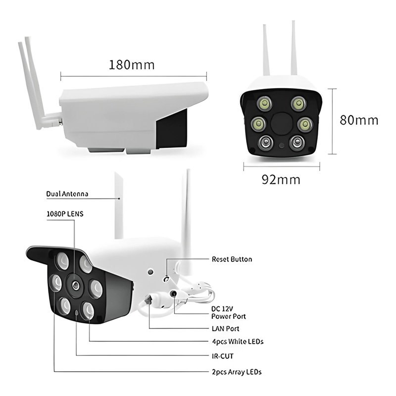 CAMARA IP EXTERIOR INALAMABRICA WIFI 1080 HD +SOPORTE BLANCO - 2