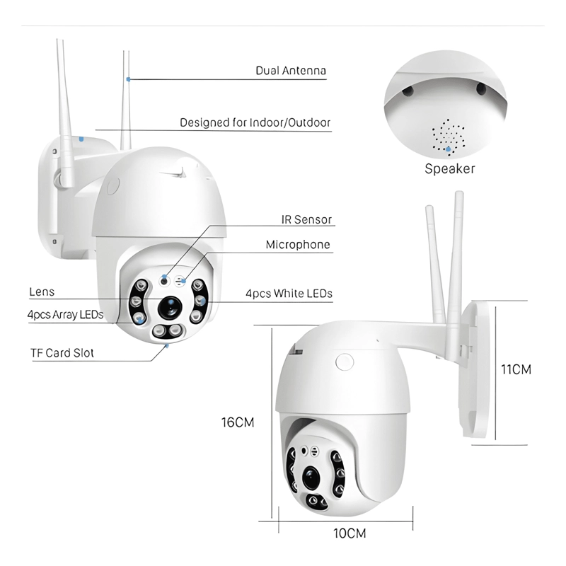 CAMARA IP WIFI SMART CAMERA EXTERIOR IP66 ALARMA HD 1080P - 3